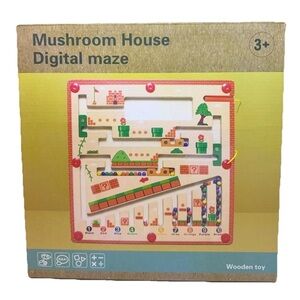 Mushroom House Color and Number Maze Magnetic Wooden Toy for Ages 3+
